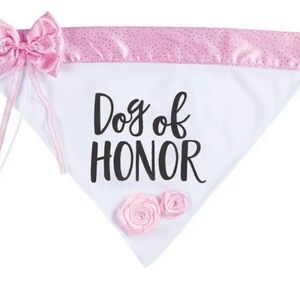 Dog of Honor Wedding Bandana Pink White Bow Roses Medium Clothes One Piece